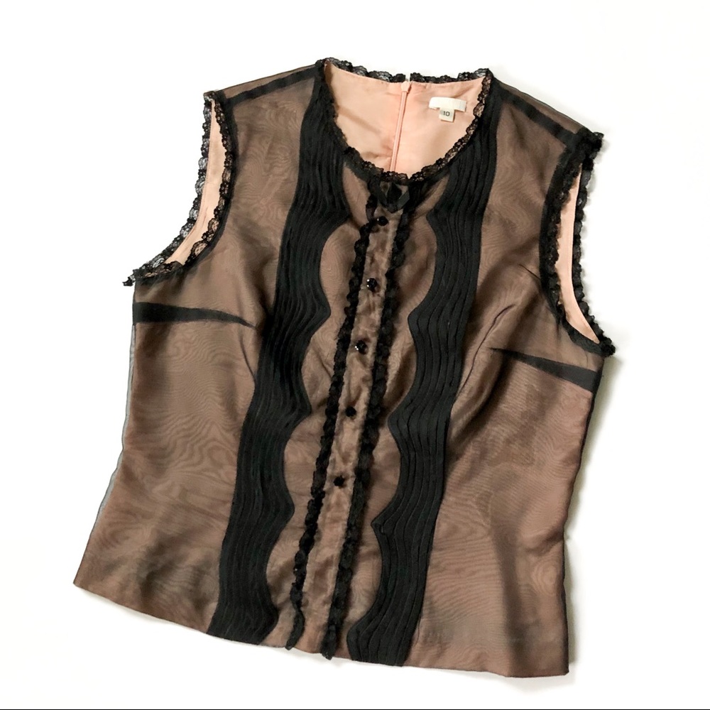 Anna Sui Silk and Lace Romantic Blouse